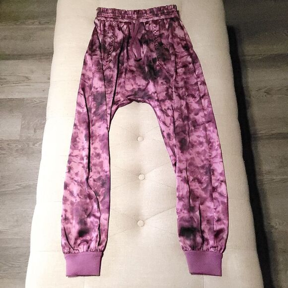 Urban Outfitters Harem Jogger Pants Silky Drawstring Purple Tie Dye Womens Small - Picture 2 of 11